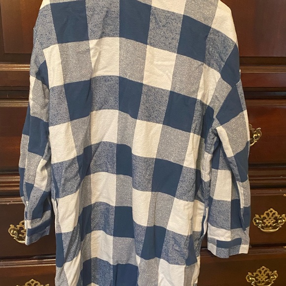 Lane Bryant Blue and White Plaid Shirt - Picture 3 of 4